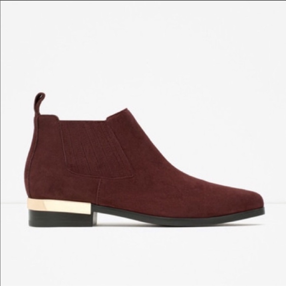 Zara woman burgundy/wine suede ankle bootie Size 39